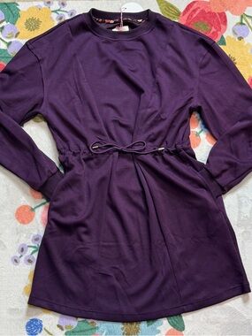 Umgee Plum Long Sleeve Drawstring Waist Dress